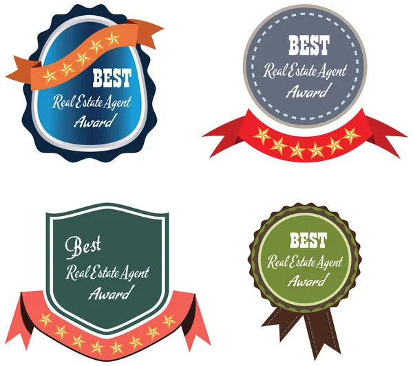 Vector promo label of best real estate agent award of the year. — Stock Vector