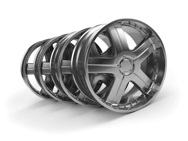 Polished chrome rims wheels — Stock Photo, Image