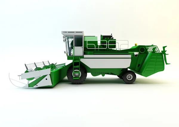 Green agricultural combine-harvester isolated on white — Stock Photo, Image