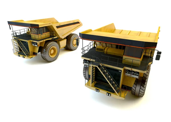 Two dumper industrial trucks isolated at the white background — Stock Photo, Image