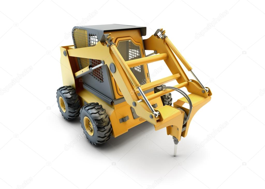 Small construction utility vehicle isolated on white