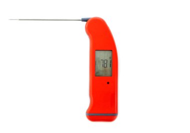 Beyaz üzerine izole edilmiş Kırmızı Elektronik Et Termometresi