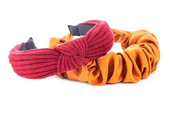 Closeup Knitted Headband Silk Headband Isolated White — Stock Photo, Image