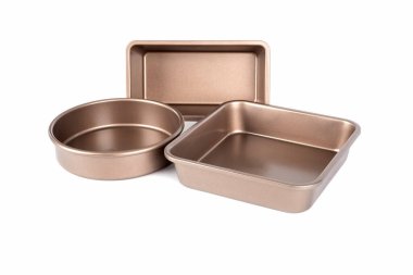 Altın Renkli Yapışkan Olmayan Bakeware Seti Beyaz Karbon Çelik Metal ile izole edilmiş
