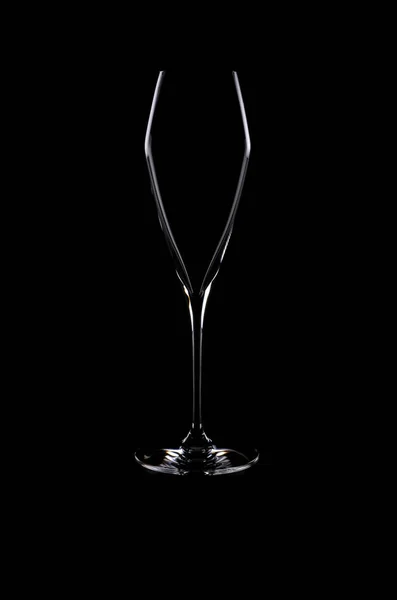 Elegant Empty Champagne Flute Isolated Black Background — Stock Photo, Image