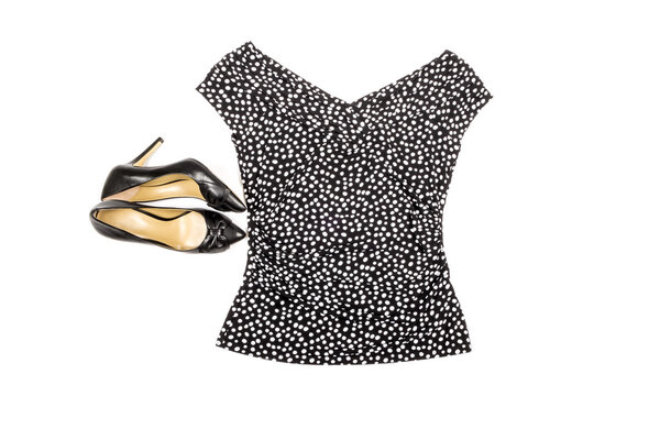 Black Sleeveless Top with White Polka Dot