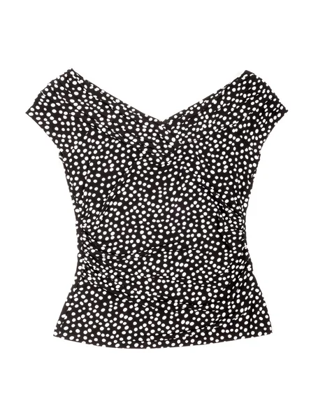 Zwarte Sleeveless Top met witte Polka Dot — Stockfoto