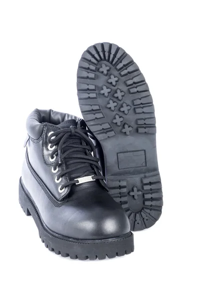 Sapatos de couro preto dos homens — Fotografia de Stock