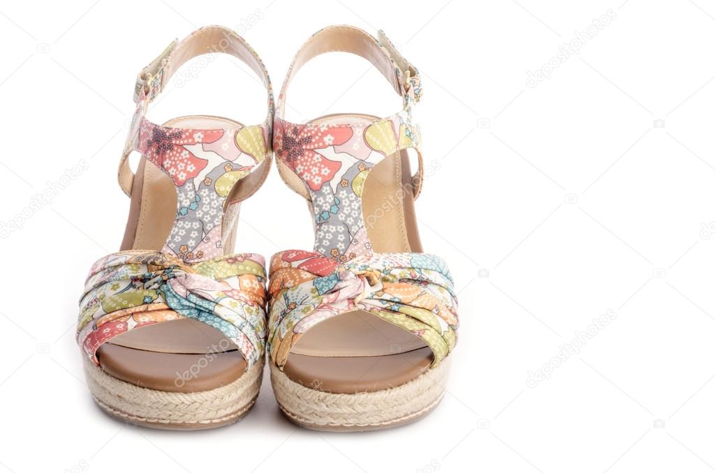 Women's Floral Sandals Isolated on White