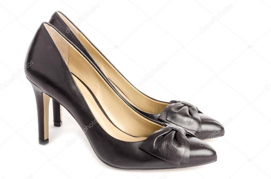 Black High Heel Shoes Isolated on White