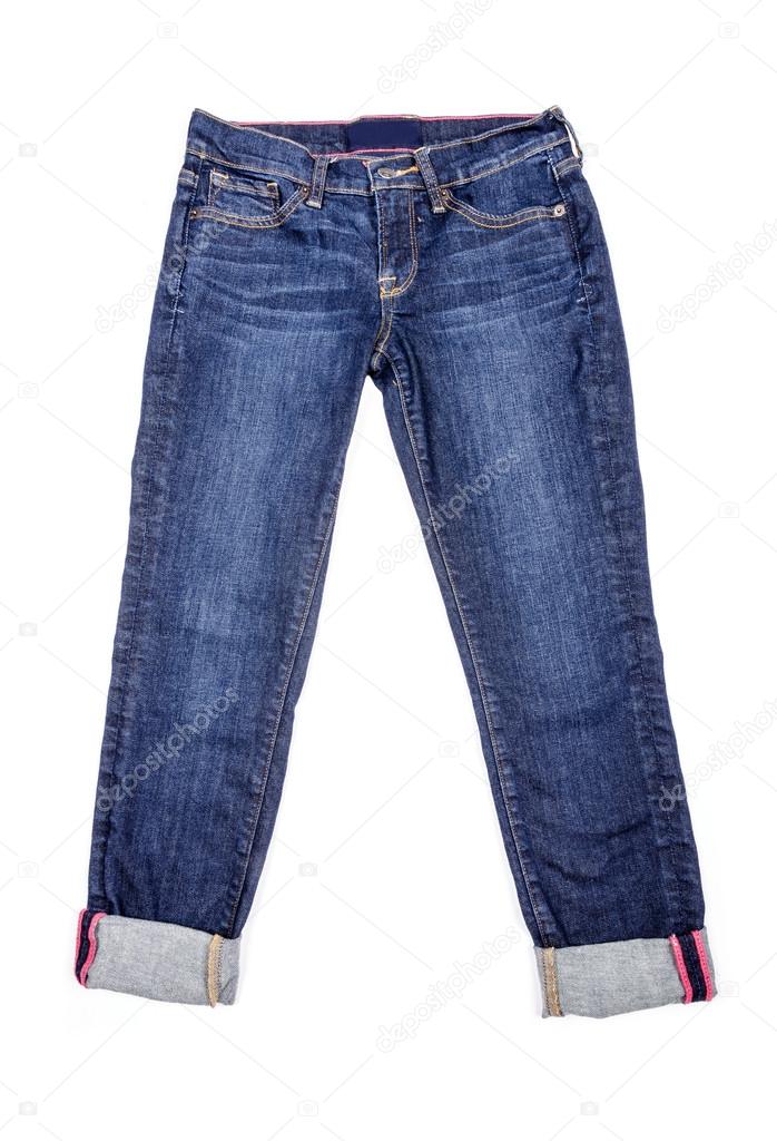 Cropped Jeans Isolated on White