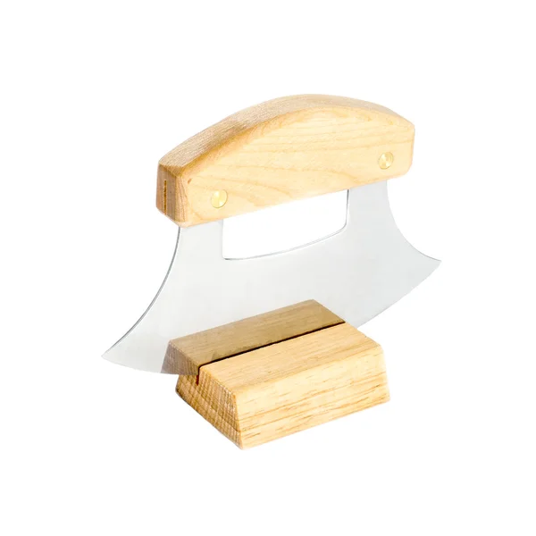 Alaski Ulu nóż na statywie na białym tle — Zdjęcie stockowe