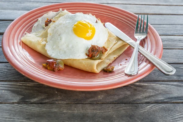 Crepe with Ratatouille and Fried Egg — Stock Photo, Image