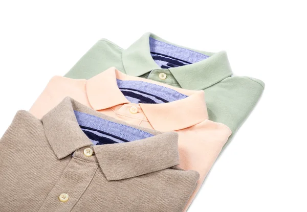 Camisas Polo Coloridas Pastel Masculinas Isoladas sobre Branco — Fotografia de Stock