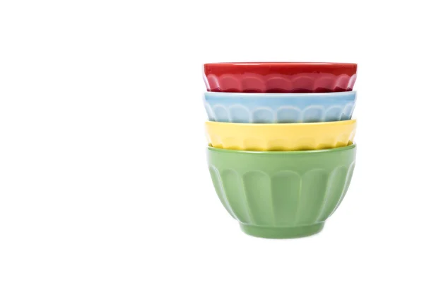 Four Colorful Bowls Stacked and Isolated on White — Stock Photo, Image