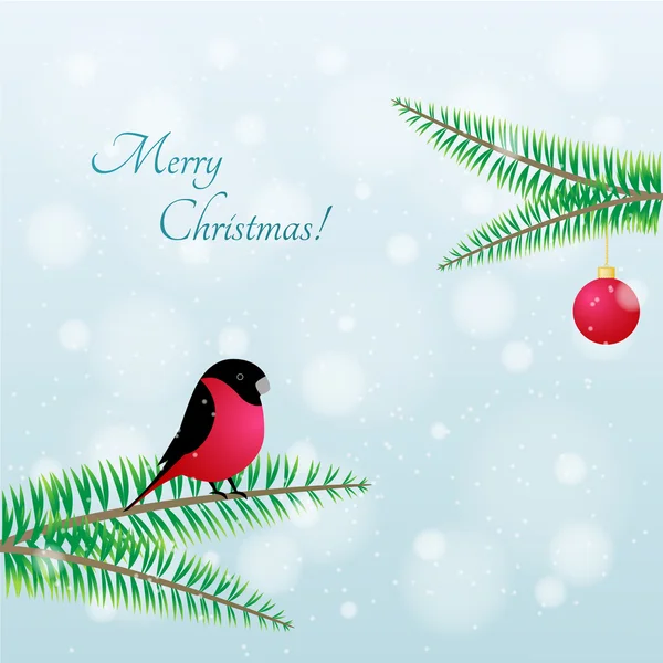 圣诞节的鸟。树枝上的向量红腹灰雀 — 图库矢量图片