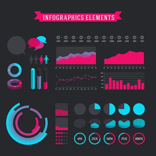 Gran conjunto de elementos de infografía . — Vector de stock