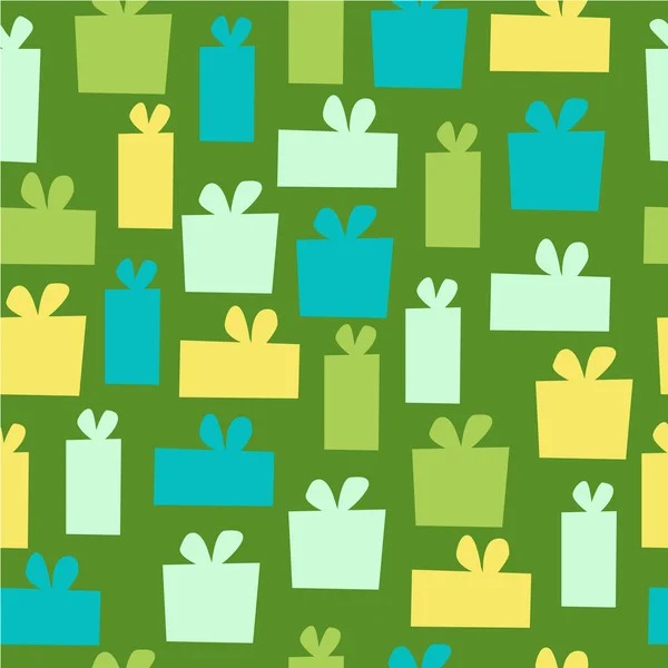 Patrón de regalo sin costura vectorial sobre fondo verde — Vector de stock