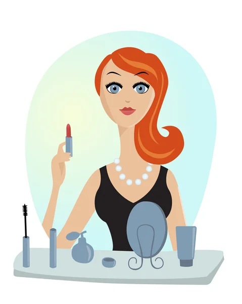 Make-up van glamour meisje vectorillustratie — Stockvector