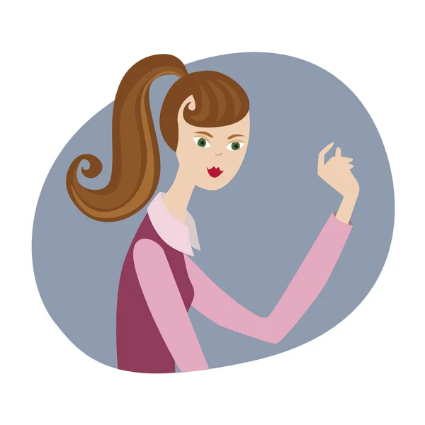 Illustrazione cartone animato di gestualità giovane donna — Vettoriale Stock