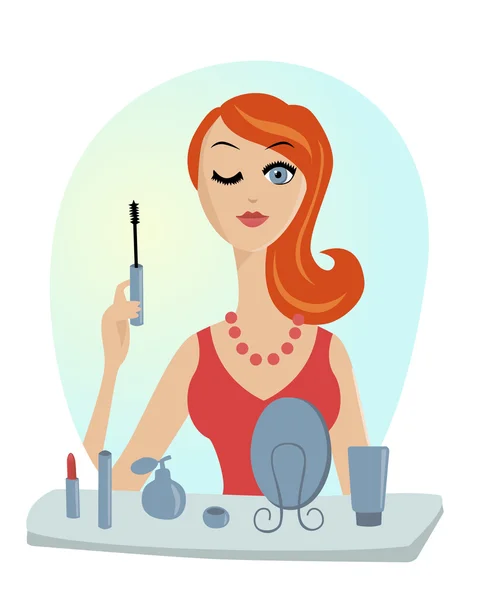 Make-up van glamour meisje vectorillustratie — Stockvector