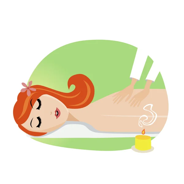 Vrouw op de massage spa salon vectorillustratie — Stockvector