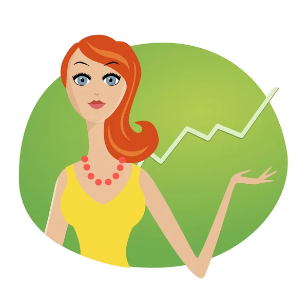 Successful business woman investments market stock — Stock Vector
