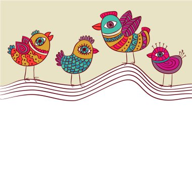 kuş desen vektör çizim