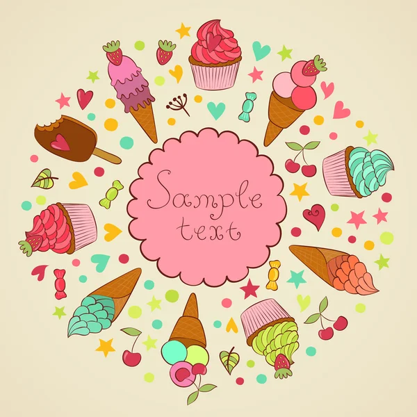 Glace crème cupcake fond — Image vectorielle