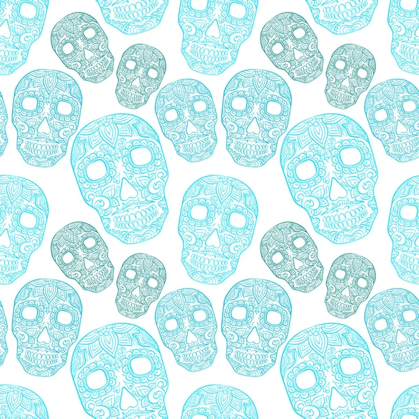 Colorful skulls background seamless pattern. — Stock Vector