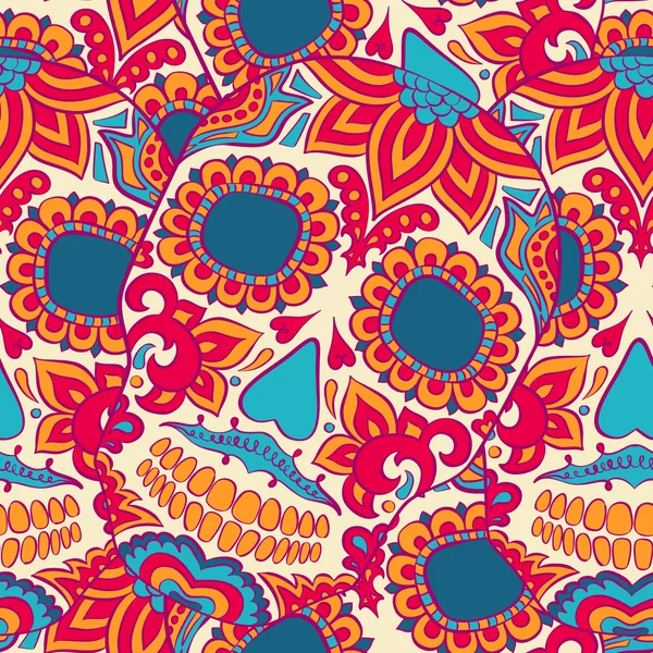 Day Of The Dead Skull Vector seamless pattern — Stock Vector