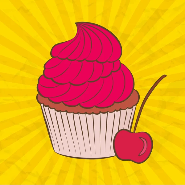 Cupcake vetorial no estilo doodle — Vetor de Stock