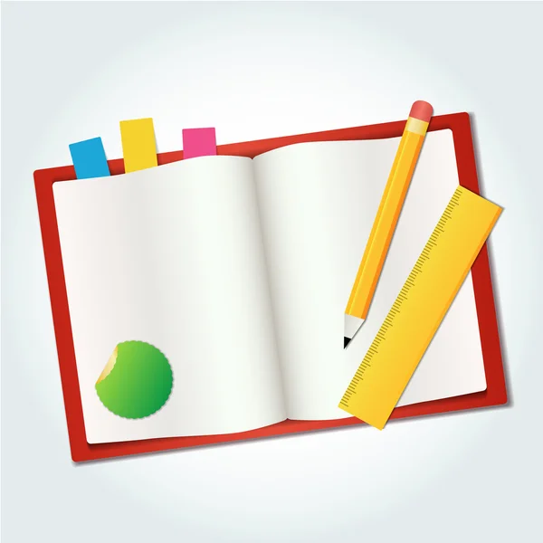 Vector blank book icon pen measure — Stock Vector