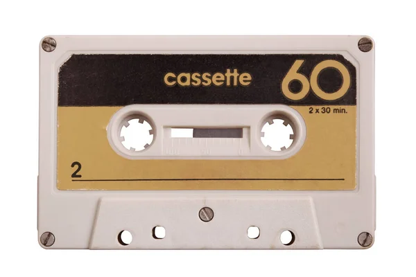 Vintage Retro Cassette Tape Green Background Gadgets — Stock Photo, Image