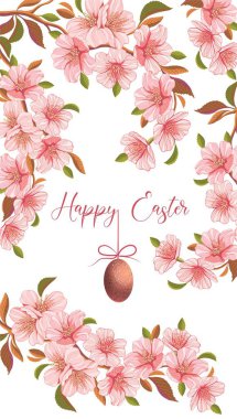 Paskalya yumurtalı sakura dalları 