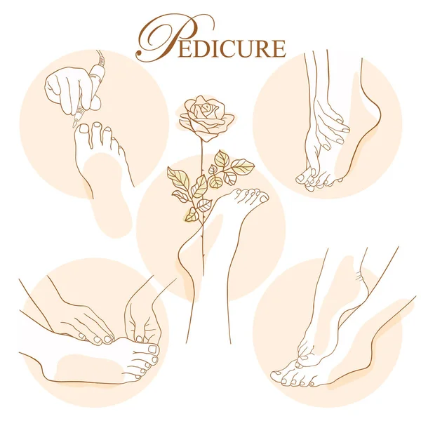 Pedicure Ícones Elegantes Simples Para Salões Beleza Spa Cuidados Com —  Vetores de Stock