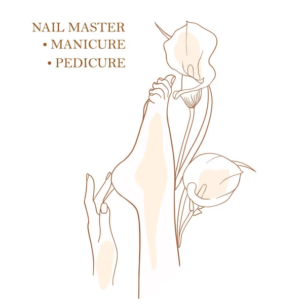 Nail Master Manikur Manikur Pedikur Kartu Nama Ikon Bergaya Sederhana - Stok Vektor