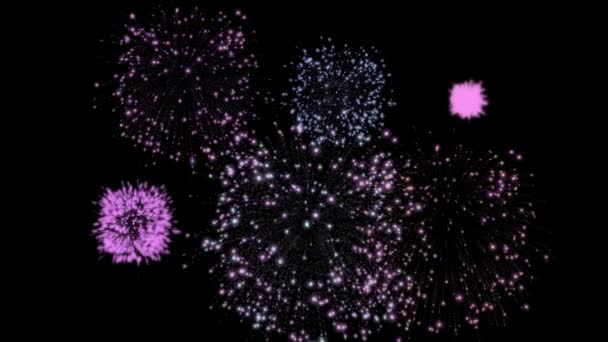 Shining Fireworks Show Night Sky Новогодний Праздник Красочный Фейерверк Изолированный — стоковое видео