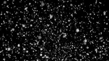 Kar yağıyor. Kışın Büyük ve Küçük Kar Tanesi. Noel arkaplanı. Yeni yıl animasyonu. Alfa Kanalı.