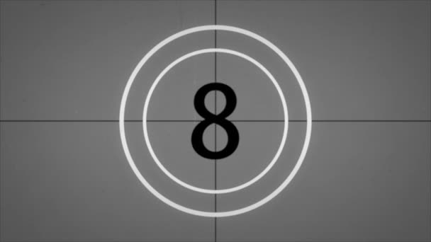 Monochrome Universal Countdown Film Leader Compte Rebours Horloge Animation Noir — Video