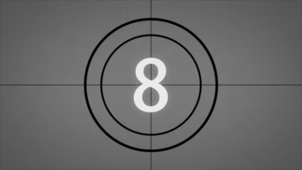 Monochrome Universal Countdown Film Leader Odpočítávací Hodiny Od10 Do0 Černá — Stock video