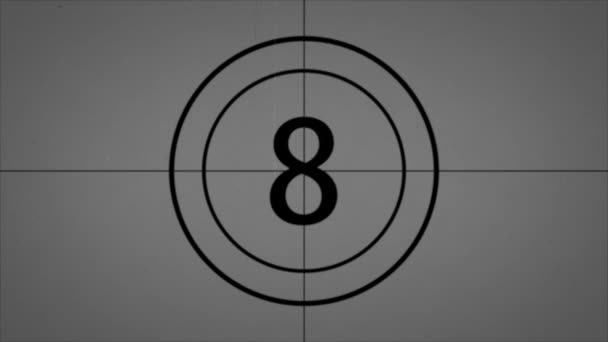 Monochrome Universal Countdown Film Leader Odpočítávací Hodiny Od10 Do0 Černá — Stock video