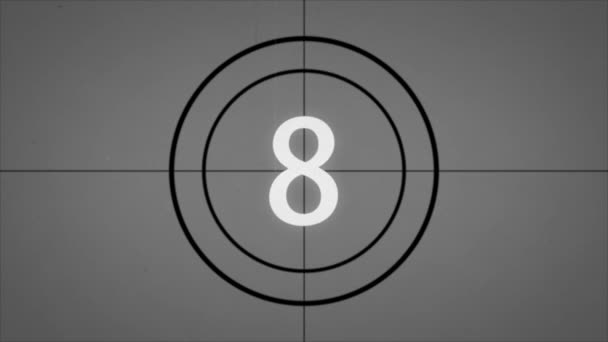 Monocromatico Universal Countdown Film Leader Orologio Conto Alla Rovescia Animazione — Video Stock