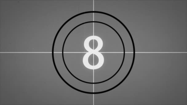 Monokrom Universal Countdown Filmledare Nedräkning Klocka Från Till Svart Och — Stockvideo