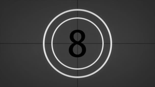 Monochrome Universal Countdown Film Leader Countdown Clock Black White Animation — Stock Video