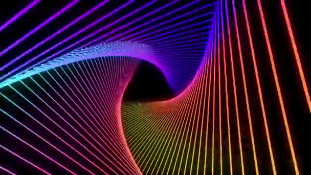 Abstract Animation Glowing Light Lasers Lines Moving Forward Tunnel Voando — Vídeo de Stock