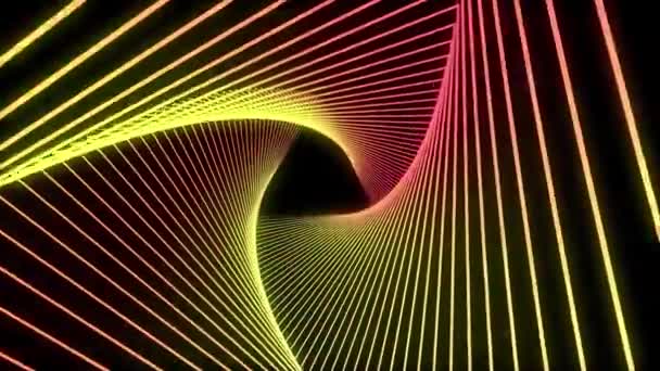 Abstract Animation Glowing Light Lasers Lines Moving Forward Tunnel Voando — Vídeo de Stock