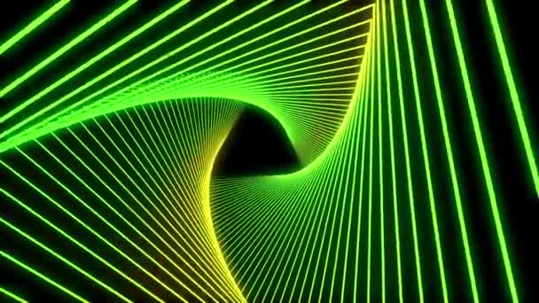 Abstrakcyjna Animacja Świecącego Światła Laserów Linii Poruszających Się Tunelu Latanie — Wideo stockowe
