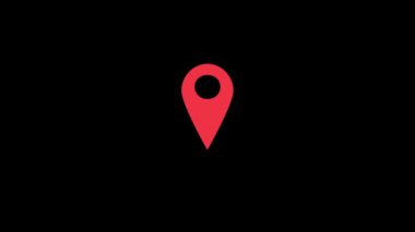 Sıçrama Konumu İşaretçisi. Pin 'in 4K animasyonu GPS konumunu gösteriyor. İzole edilmiş Arkaplanda İşaretleyici Simgesi