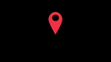 Sıçrama Konumu İşaretçisi. Pin 'in 4K animasyonu GPS konumunu gösteriyor. Alfa Kanalı ile izole edilmiş bir arkaplanda Simge Simgesi.